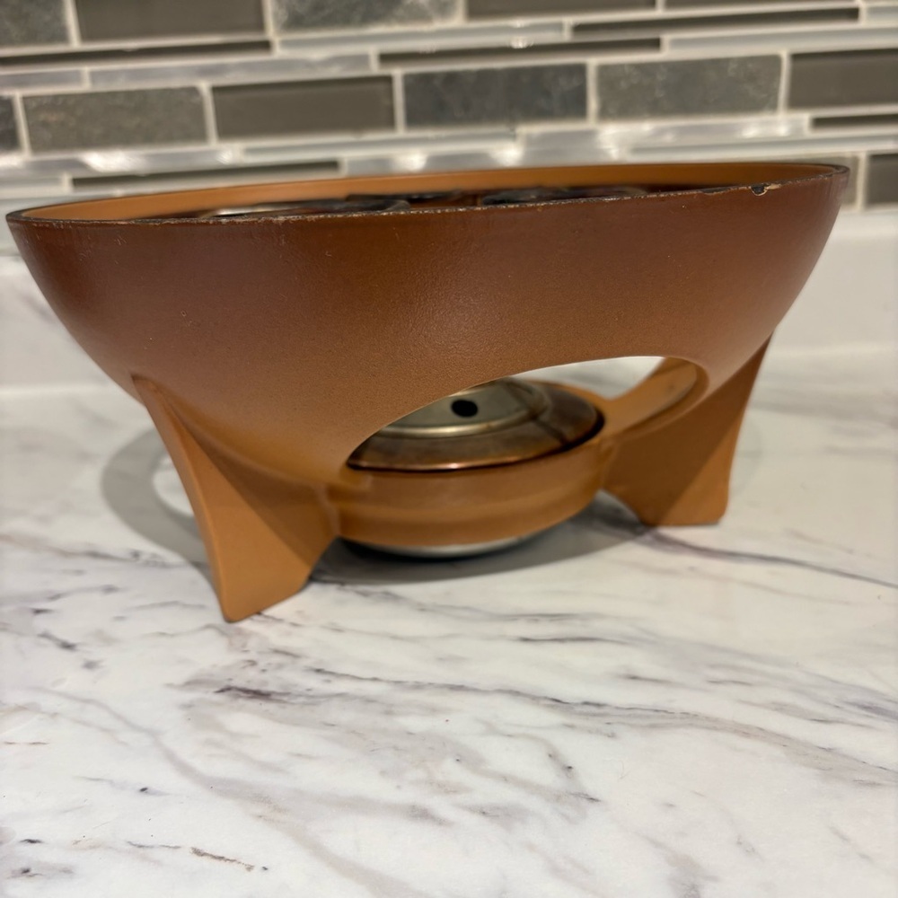 Vintage LeCreuset Fondue Pot Enameled Cast Iron Ombre Terra - Picture 4 of 16